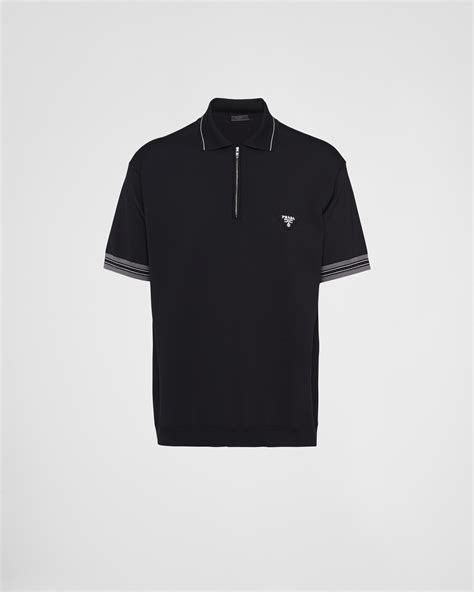 prada zip polo|Prada Men's Superfine Wool Zip Polo Shirt .